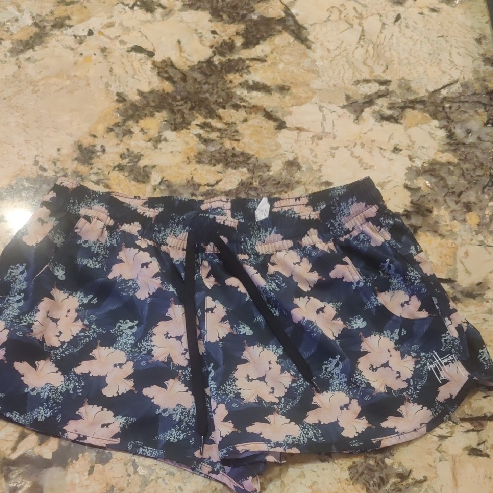 Guy Harvey Navy Shorts with Pink Floral Print